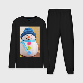 Мужская пижама хлопок (с лонгсливом) с принтом Счастливый снеговичок ,  |  | детство | зима 2022 | новый год | праздник | радость | снеговик | счастье