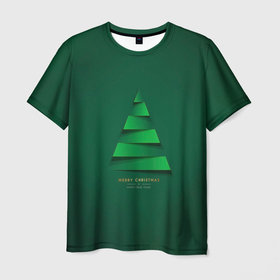 Мужская футболка 3D с принтом Абстрактная рождественская елка (зеленая) , 100% полиэфир | прямой крой, круглый вырез горловины, длина до линии бедер | christmas | абстракция | елка | новый год | рождество