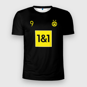 Мужская футболка 3D Slim с принтом Haaland 9   Borussia Dortmund в Тюмени, 100% полиэстер с улучшенными характеристиками | приталенный силуэт, круглая горловина, широкие плечи, сужается к линии бедра | borussia | borussia dortmund | haaland | боруссия дортмунд | боруусия | бундеслига | германия | дортмунд | лига чемпионов | немецкий футбол | футбол | холланд