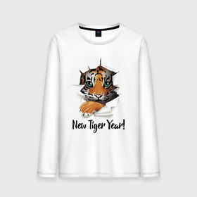 Мужской лонгслив хлопок с принтом New Tiger Year в Петрозаводске, 100% хлопок |  | eyes | holiday | muzzle | new year | paws | tiger | глаза | лапы | мордочка | новый год | праздник | тигрёнок