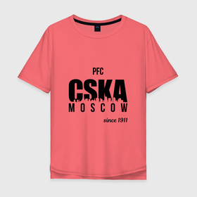 Мужская футболка хлопок Oversize с принтом CSKA since 1911 в Белгороде, 100% хлопок | свободный крой, круглый ворот, “спинка” длиннее передней части | Тематика изображения на принте: cska | pfc | pfc cska | армейцы | камуфляж | кони | конь | красно синие | мы армейцы | мы цска | пфк | фк | фк цска | футбол | футбольный клуб | цска | цска москва | цска фк | черный камуфляж