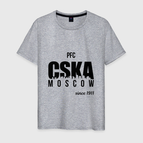 Мужская футболка хлопок с принтом CSKA since 1911 в Новосибирске, 100% хлопок | прямой крой, круглый вырез горловины, длина до линии бедер, слегка спущенное плечо. | Тематика изображения на принте: cska | pfc | pfc cska | армейцы | камуфляж | кони | конь | красно синие | мы армейцы | мы цска | пфк | фк | фк цска | футбол | футбольный клуб | цска | цска москва | цска фк | черный камуфляж