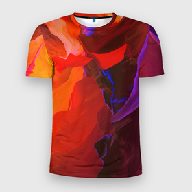 Мужская футболка 3D Slim с принтом Акварельная Феерия в Петрозаводске, 100% полиэстер с улучшенными характеристиками | приталенный силуэт, круглая горловина, широкие плечи, сужается к линии бедра | абстракция | акварель | акварельная абстракция | рисунок | цвета
