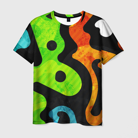 Мужская футболка 3D с принтом Пятнистая Абстракция в Новосибирске, 100% полиэфир | прямой крой, круглый вырез горловины, длина до линии бедер | абстракция | пятна | раскраска | рисунок | цвета