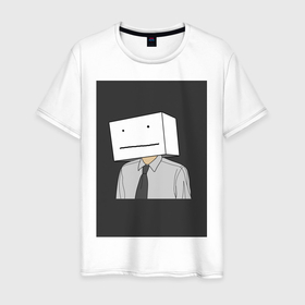 Мужская футболка хлопок с принтом Smile ._. в Петрозаводске, 100% хлопок | прямой крой, круглый вырез горловины, длина до линии бедер, слегка спущенное плечо. | box | face | man | smile | коробка | лицо | смайлик | человек