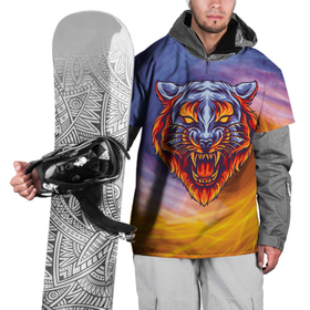 Накидка на куртку 3D с принтом Тигр в водно-огненной стихии в Курске, 100% полиэстер |  | вода | огонь | символ года | стихия | тигр | хищник