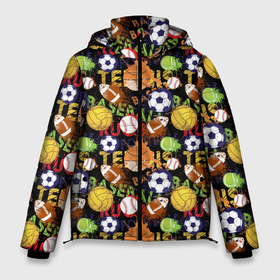 Мужская зимняя куртка 3D с принтом Разные Спортивные Мячи в Тюмени, верх — 100% полиэстер; подкладка — 100% полиэстер; утеплитель — 100% полиэстер | длина ниже бедра, свободный силуэт Оверсайз. Есть воротник-стойка, отстегивающийся капюшон и ветрозащитная планка. 

Боковые карманы с листочкой на кнопках и внутренний карман на молнии. | athletics | baseball | basketball | billiards | bowling | football | golf | handball | rugby | sport | tennis | volleyball | баскетбол | бейсбол | биатлон | боулинг | волейбол | гольф | зож | легкая атлетика | регби | спорт | спортсмен | теннис 
