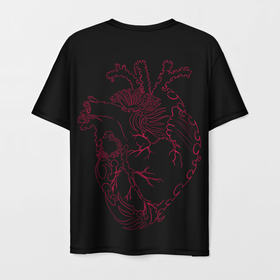 Мужская футболка 3D с принтом Сердце лезвия в Санкт-Петербурге, 100% полиэфир | прямой крой, круглый вырез горловины, длина до линии бедер | алые лезвия | алые узоры | алые шипы | вены | красные вены | красные лезвия | красные шипы | лезвие | лезвия | острое | сердце | сердце с шипами | шипы
