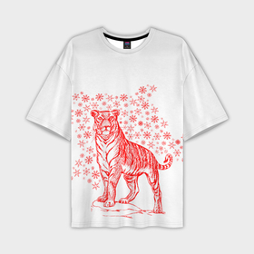 Мужская футболка OVERSIZE 3D с принтом Символ года (тигр 2022) в Петрозаводске,  |  | 2022 | новый год | тигр | тигра | тигры