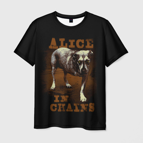 Мужская футболка 3D с принтом Alice in chains Dog в Екатеринбурге, 100% полиэфир | прямой крой, круглый вырез горловины, длина до линии бедер | alice in chains | alternative | metall | music | rock | алиса в цепях | альтернатива | металл | музыка | рок | элис ин чейнс