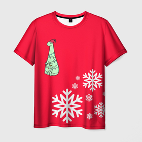 Мужская футболка 3D с принтом НОВОГОДНИЙ ДРАКОНЧИК в Новосибирске, 100% полиэфир | прямой крой, круглый вырез горловины, длина до линии бедер | 2021 | 2022 | new year | деда мороза | дракон | к нам приходит | клауса | костюм | новогодний | новый год | праздник | рождество | санты | снег | снежинки | снежок | узор