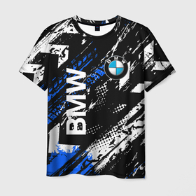 Мужская футболка 3D с принтом BMW следы от шин. , 100% полиэфир | прямой крой, круглый вырез горловины, длина до линии бедер | Тематика изображения на принте: bmw | bmw performance | m | motorsport | performance | бмв | моторспорт | следы о  шин