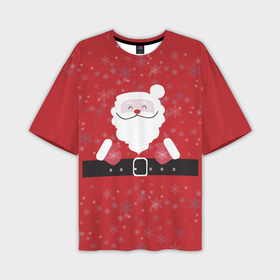 Мужская футболка OVERSIZE 3D с принтом Санта Клаус со  снежинками. в Санкт-Петербурге,  |  | 2022 | happy new year | merry christmas | santa | год тигра | зима близко | нг | новогодний | новый год | новый год 2022 | рождество | санта | снежинки