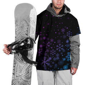Накидка на куртку 3D с принтом Новогодние снежинки. Градиент. в Екатеринбурге, 100% полиэстер |  | 2022 | happy new year | merry christmas | год тигра | зима близко | нг | новогодний | новый год | новый год 2022 | рождество | символ 2022 года | снег | снежинки