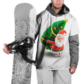 Накидка на куртку 3D с принтом Дед мороз с елкой в Новосибирске, 100% полиэстер |  | веселый дед мороз | дед мороз | елка | новый год | санта клаус