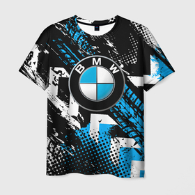 Мужская футболка 3D с принтом Следы от шин BMW , 100% полиэфир | прямой крой, круглый вырез горловины, длина до линии бедер | bmw | bmw performance | m | motorsport | performance | бмв | моторспорт