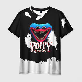 Мужская футболка 3D с принтом Poppy Playtime Перья. в Курске, 100% полиэфир | прямой крой, круглый вырез горловины, длина до линии бедер | poppy playtime | игра | кукла | монстр | плэйтайм | поппи плейтайм | хагги вагги | хоррор