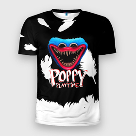 Мужская футболка 3D Slim с принтом Poppy Playtime Перья. , 100% полиэстер с улучшенными характеристиками | приталенный силуэт, круглая горловина, широкие плечи, сужается к линии бедра | poppy playtime | игра | кукла | монстр | плэйтайм | поппи плейтайм | хагги вагги | хоррор