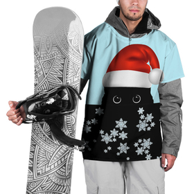 Накидка на куртку 3D с принтом Новогодний Кот со снежинками в Курске, 100% полиэстер |  | 2022 | happy new year | merry christmas | год тигра | зима близко | кот | нг | новогодний | новогодний кот | новый год | новый год 2022 | рождество | символ 2022 года | снег | снежинки
