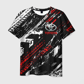 Мужская футболка 3D с принтом [Toyota]   Следы шин в Петрозаводске, 100% полиэфир | прямой крой, круглый вырез горловины, длина до линии бедер | auto | sport | toyota | авто | автомобиль | бренд | спорт | тойота