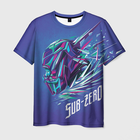 Мужская футболка 3D с принтом Саб-Зиро синий в Санкт-Петербурге, 100% полиэфир | прямой крой, круглый вырез горловины, длина до линии бедер | game | mortal kombat | комбат | мортал | мортал комбат