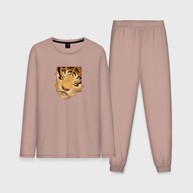 Мужская пижама хлопок (с лонгсливом) с принтом Моська Тигрёнка ,  |  | 2022 год | tigr | toger | год тигра | новый год 2022 | новый год тигра | тигр | тигра | тигрёнок