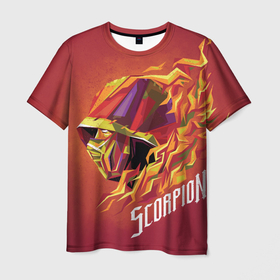 Мужская футболка 3D с принтом Скорпион. Мортал Комбат в Новосибирске, 100% полиэфир | прямой крой, круглый вырез горловины, длина до линии бедер | game | mortal kombat | комбат | мортал | мортал комбат
