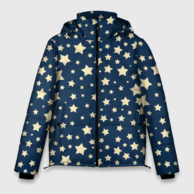 Мужская зимняя куртка 3D с принтом Желтые звездочки в Новосибирске, верх — 100% полиэстер; подкладка — 100% полиэстер; утеплитель — 100% полиэстер | длина ниже бедра, свободный силуэт Оверсайз. Есть воротник-стойка, отстегивающийся капюшон и ветрозащитная планка. 

Боковые карманы с листочкой на кнопках и внутренний карман на молнии. | 2022 | 2022 год | family look | happy new year | santa | год тигра | дед мороз | каникулы | мороз | новогодний свитер | новый год | новый год 2022 | новый год тигра | оливье | праздник | рождество | санта клаус