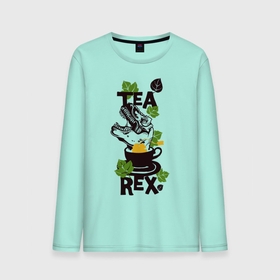 Мужской лонгслив хлопок с принтом Динозавр в чашке чая в Санкт-Петербурге, 100% хлопок |  | Тематика изображения на принте: динозавр | лист | пакетик | уличный стиль | чай | чашка