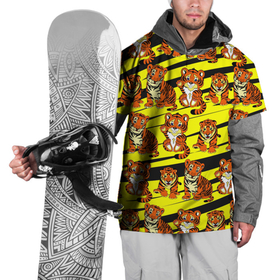 Накидка на куртку 3D с принтом Няшные Тигрята в Санкт-Петербурге, 100% полиэстер |  | желтый | звери | кошка | полосатый | тигр | шерсть