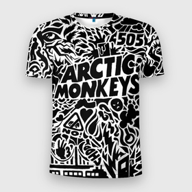 Мужская футболка 3D Slim с принтом Arctic monkeys Pattern , 100% полиэстер с улучшенными характеристиками | приталенный силуэт, круглая горловина, широкие плечи, сужается к линии бедра | Тематика изображения на принте: alternative | arctic monkeys | metall | music | rock | альтернатива | арктик монкейс | арктические обезьяны | металл | музыка | рок