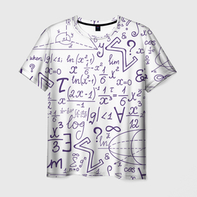Мужская футболка 3D с принтом МАТЕМАТИЧЕСКИЕ ФОРМУЛЫ   НАУКА в Петрозаводске, 100% полиэфир | прямой крой, круглый вырез горловины, длина до линии бедер | emc 2 | emc2 | formula | знаменитые формулы | математика | наука | план | расчёта | схема | точные науки | физика | формула | формулы | чертёж | черчение | число п | эйнштейн