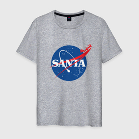 Мужская футболка хлопок с принтом S A N T A (NASA) в Тюмени, 100% хлопок | прямой крой, круглый вырез горловины, длина до линии бедер, слегка спущенное плечо. | 2022 | bad | christmas | cold | hipster | ho | klaus | merry | nasa | new | santa | snow | space | winter | year | год | дед | зима | клаус | космос | мороз | наса | новый | рождество | санта | снег | хипстер | хо | холод