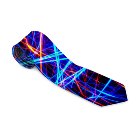 Галстук 3D с принтом NEON LINES Glowing Lines Effect в Петрозаводске, 100% полиэстер | Длина 148 см; Плотность 150-180 г/м2 | rave neon | живые линии | неновые лучи | неон | неоновая лампа | неоновая ночь | неоновые ленты | неоновые линии разных цветов | неоновый рейв | светящиеся линии | флекс неон | эффект неона