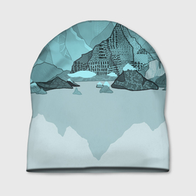 Шапка 3D с принтом Голубой горный пейзаж с темно-серыми тенями в Курске, 100% полиэстер | универсальный размер, печать по всей поверхности изделия | Тематика изображения на принте: голубые горы | горный | горный массив | горный пейзаж | горы | горы в снегу | для сноуборда | для туристов | заснеженные горы | зимние горы | зимний | лыжный | снежные горы | сноуборд