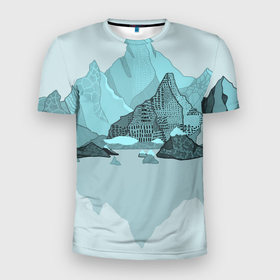 Мужская футболка 3D спортивная с принтом Голубой горный пейзаж с темно-серыми тенями в Санкт-Петербурге, 100% полиэстер с улучшенными характеристиками | приталенный силуэт, круглая горловина, широкие плечи, сужается к линии бедра | Тематика изображения на принте: голубые горы | горный | горный массив | горный пейзаж | горы | горы в снегу | для сноуборда | для туристов | заснеженные горы | зимние горы | зимний | лыжный | снежные горы | сноуборд