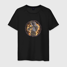 Мужская футболка хлопок с принтом Держись до последнего в Тюмени, 100% хлопок | прямой крой, круглый вырез горловины, длина до линии бедер, слегка спущенное плечо. | борьба | змея | кулак | металл | огонь | рок
