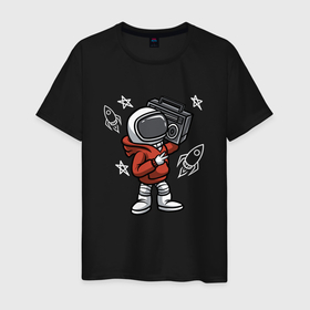 Мужская футболка хлопок с принтом SPACE MUSIC КОСМИЧЕСКАЯ МУЗЫКА в Курске, 100% хлопок | прямой крой, круглый вырез горловины, длина до линии бедер, слегка спущенное плечо. | astronaut | music | planet | rocket | space | stars | астронавт | звезда | звезды | космонавт | космос | магнитафон | мафон | музыка | музыкант | планета | планеты | ракета