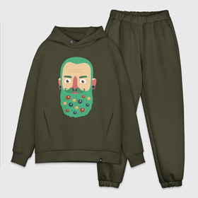 Мужской костюм хлопок OVERSIZE с принтом Зеленая борода в Петрозаводске,  |  | борода | борода елка | дед мороз | дровосек | ёлка | игрушки | новый 2022 | снег | стильная елка | хипстер | шары