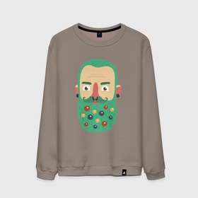Мужской свитшот хлопок с принтом Зеленая борода в Санкт-Петербурге, 100% хлопок |  | борода | борода елка | дед мороз | дровосек | ёлка | игрушки | новый 2022 | снег | стильная елка | хипстер | шары