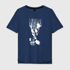 Мужская футболка хлопок Oversize с принтом Дым в голове в Курске, 100% хлопок | свободный крой, круглый ворот, “спинка” длиннее передней части | дам | дым | зажигалка | растаман