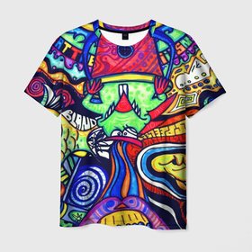 Мужская футболка 3D с принтом ПСИХОДЕЛЛА в Курске, 100% полиэфир | прямой крой, круглый вырез горловины, длина до линии бедер | Тематика изображения на принте: абстракция | пестрый | психоделика | цветной | яркий