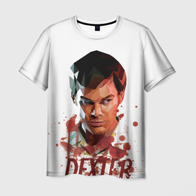 Мужская футболка 3D с принтом Декстер Dexter new в Петрозаводске, 100% полиэфир | прямой крой, круглый вырез горловины, длина до линии бедер | dexter | декстер | кровь | преступения