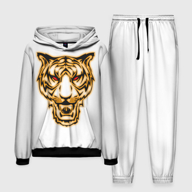 Мужской костюм 3D (с толстовкой) с принтом Тигр с классным и уникальным дизайном в крутом стиле. Символ 2022 года. Это будет ваш талисман. ,  |  | Тематика изображения на принте: белый | белый тигр | большая кошка | гато | глаза | животное | зверь | король | кошка | кошки | лев | лицо | пантера | портрет | разноцветный | серия | тигер | тигр | тигре | тигры | хищник