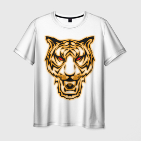 Мужская футболка 3D с принтом Тигр с классным и уникальным дизайном в крутом стиле. Символ 2022 года. Это будет ваш талисман. , 100% полиэфир | прямой крой, круглый вырез горловины, длина до линии бедер | белый | белый тигр | большая кошка | гато | глаза | животное | зверь | король | кошка | кошки | лев | лицо | пантера | портрет | разноцветный | серия | тигер | тигр | тигре | тигры | хищник