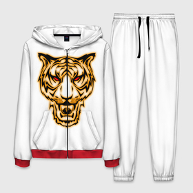 Мужской костюм 3D с принтом Тигр с классным и уникальным дизайном в крутом стиле. Символ 2022 года. Это будет ваш талисман. в Новосибирске, 100% полиэстер | Манжеты и пояс оформлены тканевой резинкой, двухслойный капюшон со шнурком для регулировки, карманы спереди | Тематика изображения на принте: белый | белый тигр | большая кошка | гато | глаза | животное | зверь | король | кошка | кошки | лев | лицо | пантера | портрет | разноцветный | серия | тигер | тигр | тигре | тигры | хищник