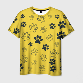 Мужская футболка 3D с принтом У меня лапки в Курске, 100% полиэфир | прямой крой, круглый вырез горловины, длина до линии бедер | домашние | животные | кошка | лапки | любители | питомцы | прогулка | следы | собак