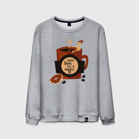 Мужской свитшот хлопок с принтом Девушка в чашке кофе , 100% хлопок |  | девушка | зерно | кофе | пончик | уличный стиль | чашка