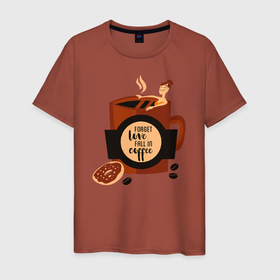 Мужская футболка хлопок с принтом Девушка в чашке кофе , 100% хлопок | прямой крой, круглый вырез горловины, длина до линии бедер, слегка спущенное плечо. | девушка | зерно | кофе | пончик | уличный стиль | чашка