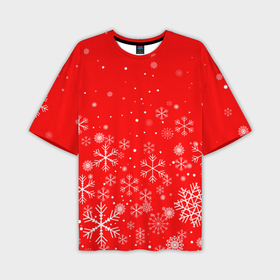 Мужская футболка OVERSIZE 3D с принтом Летящие снежинки в Петрозаводске,  |  | 2022 | happy new year | merry christmas | год тигра | зима близко | нг | новогодний | новогодний тигр | новый год | новый год 2022 | рождество | символ 2022 года | снежинки